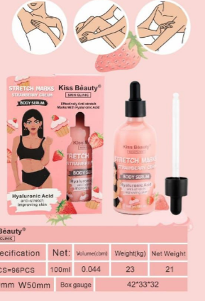 Serum Corporal Kiss Beauty 100 ml – Anti‑Estrías con Ácido Hialurónico y Fresas